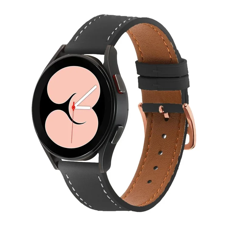 Para Garmin vivoactive 5 / Venu 2 Plus / Venu Sq Correa de reloj de piel de poliuretano con hebilla dorada de 20 mm - Negro