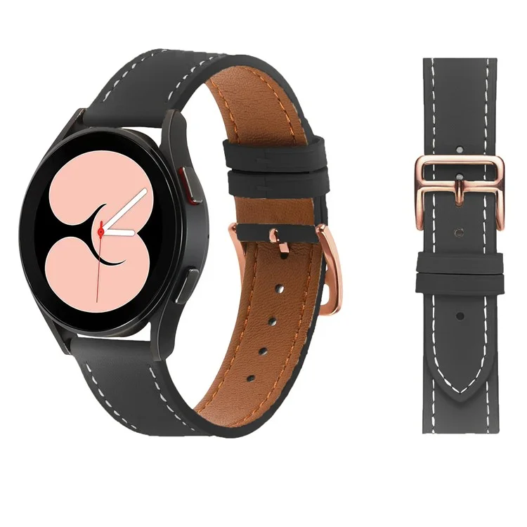 Para Garmin vivoactive 5 / Venu 2 Plus / Venu Sq Correa de reloj de piel de poliuretano con hebilla dorada de 20 mm - Negro