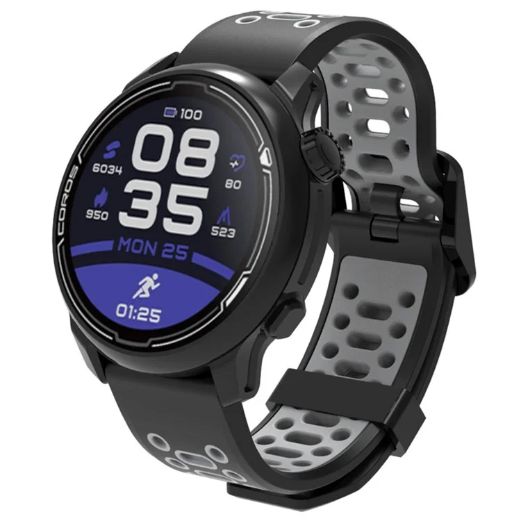 Para COROS Apex Pro / Samsung Gear S3 Frontier / Gear S3 Classic Correa de silicona transpirable de 22 mm de doble color - Negro / Gris