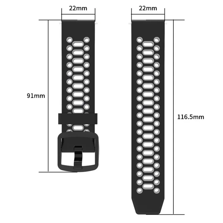 Para COROS Apex Pro / Samsung Gear S3 Frontier / Gear S3 Classic Correa de silicona transpirable de 22 mm de doble color - Negro / Gris