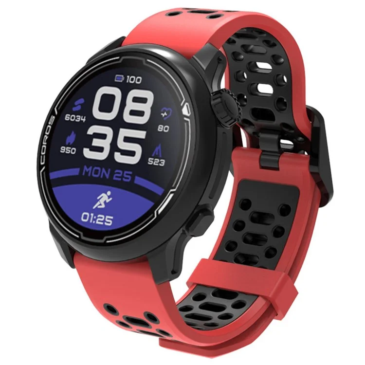 Pour Coros Pace 2 / Garmin vivoactive 5 / GarminActive 5 / Venu Sq 2 Dual Color Watch Strap 20mm Bracelet de montre en silicone - Rouge / Noir
