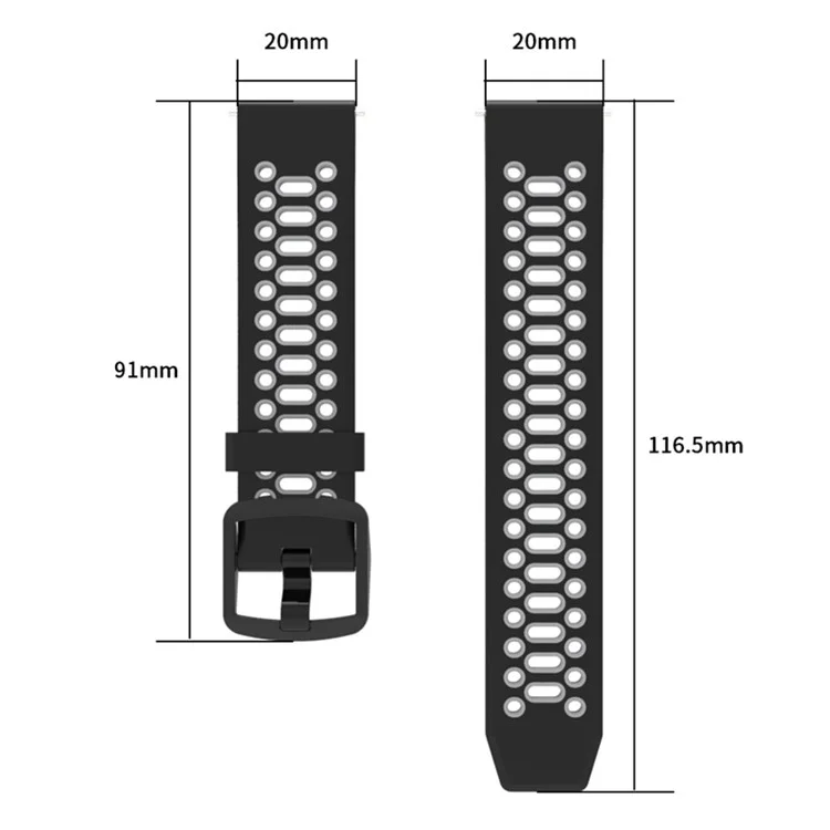 Pour Coros Pace 2 / Garmin vivoactive 5 / GarminActive 5 / Venu Sq 2 Dual Color Watch Strap 20mm Bracelet de montre en silicone - Rouge / Noir