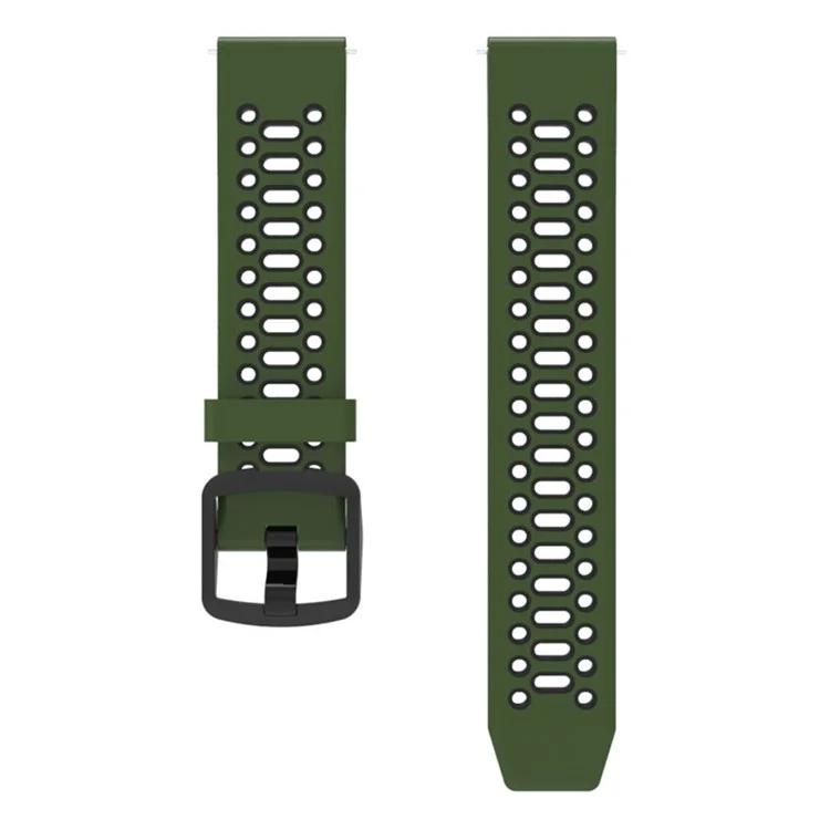 Pour Coros Pace 2 / Garmin vivoactive 5 / GarminActive 5 / Venu Sq 2 Dual Color Watch Strap 20mm Silicone Watchband - Army Green / Black