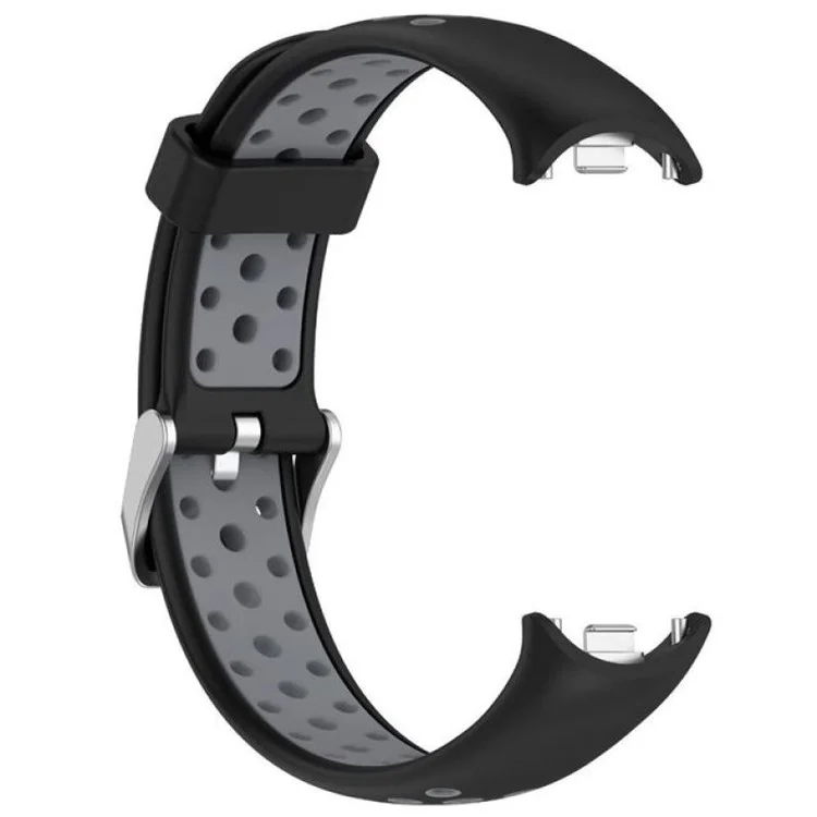 Für Xiaomi Mi Band 9 NFC / Mi Band 9 / Smart Band 8 NFC / Smart Band 8 Silikon-Armband Doppelfarbig Einstellbar - Schwarz+Grau