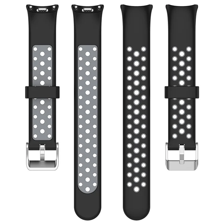 Für Xiaomi Mi Band 9 NFC / Mi Band 9 / Smart Band 8 NFC / Smart Band 8 Silikon-Armband Doppelfarbig Einstellbar - Schwarz+Grau