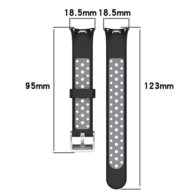 Für Xiaomi Mi Band 9 NFC / Mi Band 9 / Smart Band 8 NFC / Smart Band 8 Silikon-Armband Doppelfarbig Einstellbar - Schwarz+Grau