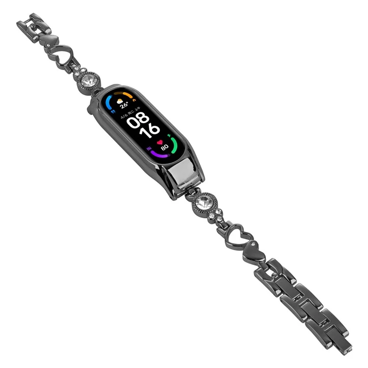 Für Xiaomi Mi Band 9 NFC / Mi Band 9 / Smart Band 8 NFC / Smart Band 8 Armbanduhr Armband Rhinestone-Dekor Metall-Ersatzarmband - Schwarz
