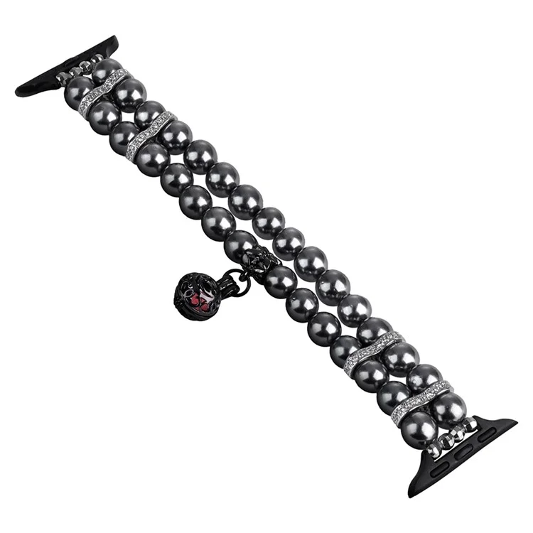 Watch Strap for Apple Watch Series 10 46mm / Ultra 2 Ultra 49mm /  Series 9 8 7 45mm / 6 5 4 SE (2023) SE (2022) SE 44mm / 3 2 1 42mm Beads Bracelet Band - Grey