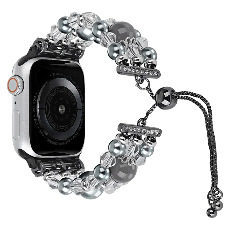 Correa de reloj para Apple Watch Series 10 42mm / 9 8 7 41mm / SE (2023) SE (2022) SE 6 5 4 40mm / 3 2 1 38mm Correa de reloj ajustable con cuentas - Gris