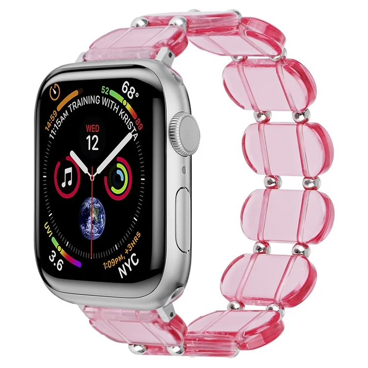 Uhrenarmband für Apple Watch Series 10 42mm / 9 8 7 41mm / SE (2023) SE (2022) SE 6 5 4 40mm / 3 2 1 38mm Elastic Resin Watch Band - Transparentes Pink