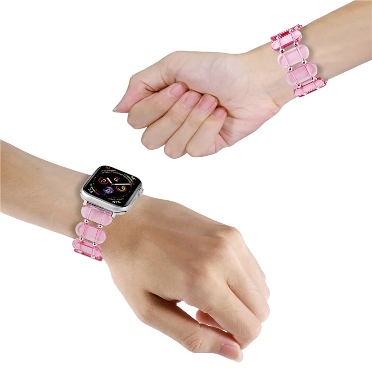Uhrenarmband für Apple Watch Series 10 42mm / 9 8 7 41mm / SE (2023) SE (2022) SE 6 5 4 40mm / 3 2 1 38mm Elastic Resin Watch Band - Transparentes Pink
