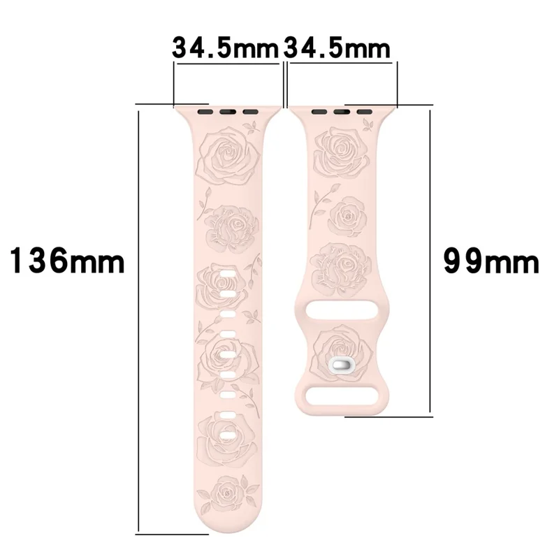 Watch Strap for Apple Watch Series 10 42mm / 9 8 7 41mm / SE (2023) SE (2022) SE 6 5 4 40mm / 3 2 1 38mm Silicone Watch Band - Light Pink