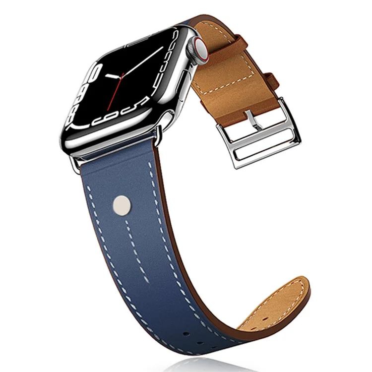 Pour Apple Watch Series 10 46 mm / Ultra 2 Ultra 49 mm / Series 9 8 7 45 mm / 6 5 4 SE (2023) SE (2022) SE 44 mm / 3 2 1 42 mm Véritable bracelet en cuir de vache Rivet Decor Strap - Marron