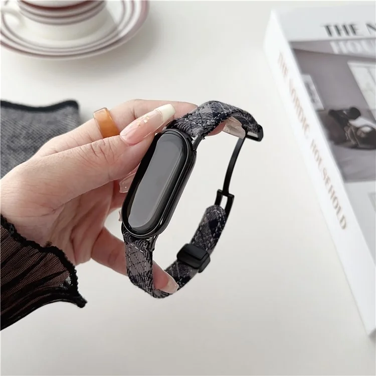 For Xiaomi Smart Band 9 NFC / 9 / 8 NFC / 8 Smartwatch Strap Adjustable Canvas Watch Band - Black
