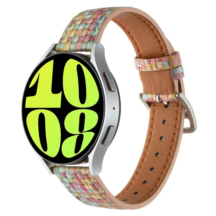 Para Garmin Active 5 / Samsung Galaxy Watch6 Classic 47mm 43mm Watch Band 20mm Trançado PU Leather Wrist Strap - Light Pink