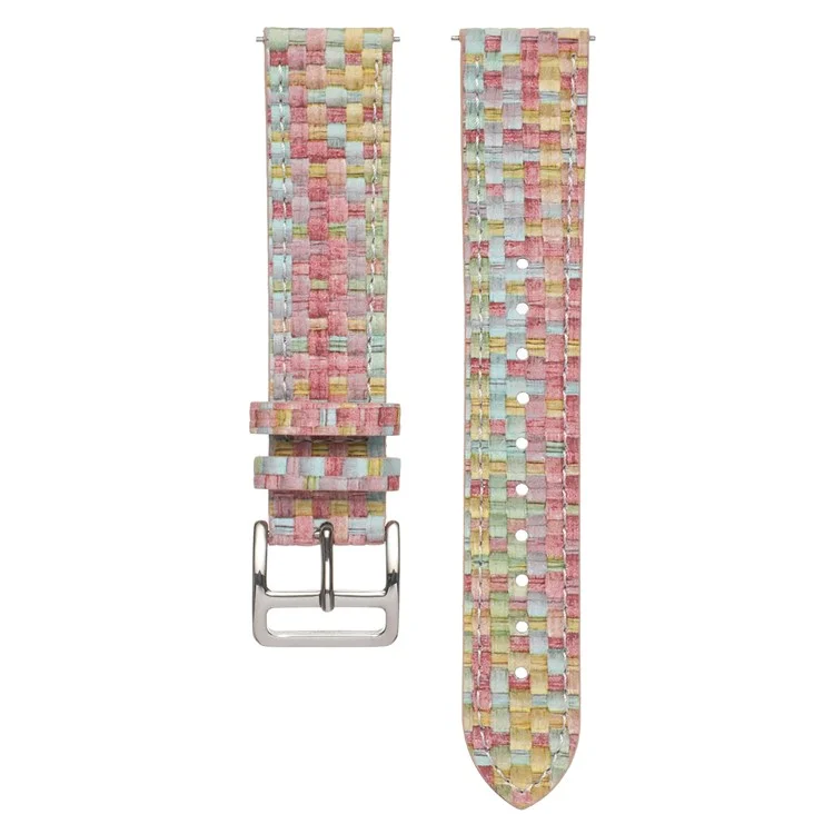 Para Garmin Active 5 / Samsung Galaxy Watch6 Classic 47mm 43mm Watch Band 20mm Trançado PU Leather Wrist Strap - Light Pink