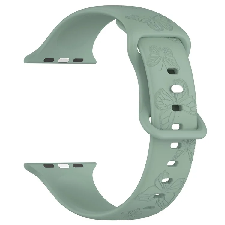 Watch Strap for Apple Watch Series 10 42mm / 9 8 7 41mm / SE (2023) SE (2022) SE 6 5 4 40mm / 3 2 1 38mm Butterfly Silicone Watch Band - Olive Green