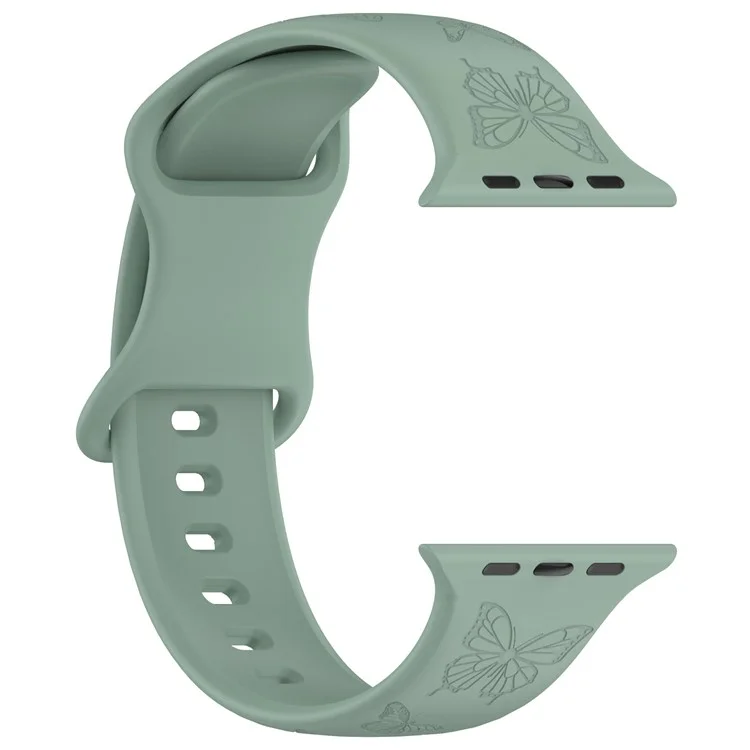 Watch Strap for Apple Watch Series 10 42mm / 9 8 7 41mm / SE (2023) SE (2022) SE 6 5 4 40mm / 3 2 1 38mm Butterfly Silicone Watch Band - Olive Green