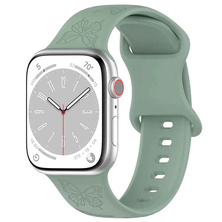 Watch Strap for Apple Watch Series 10 42mm / 9 8 7 41mm / SE (2023) SE (2022) SE 6 5 4 40mm / 3 2 1 38mm Butterfly Silicone Watch Band - Olive Green