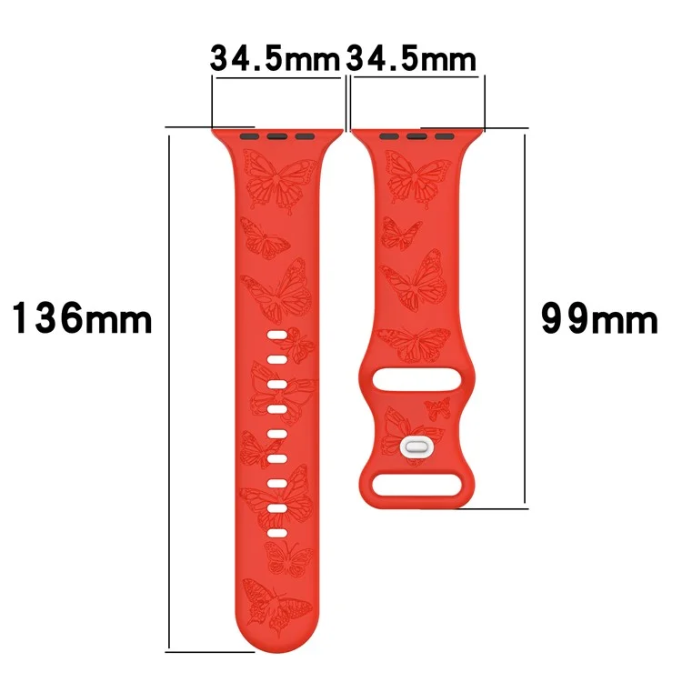 Watch Strap for Apple Watch Series 10 42mm / 9 8 7 41mm / SE (2023) SE (2022) SE 6 5 4 40mm / 3 2 1 38mm Butterfly Silicone Watch Band - Olive Green