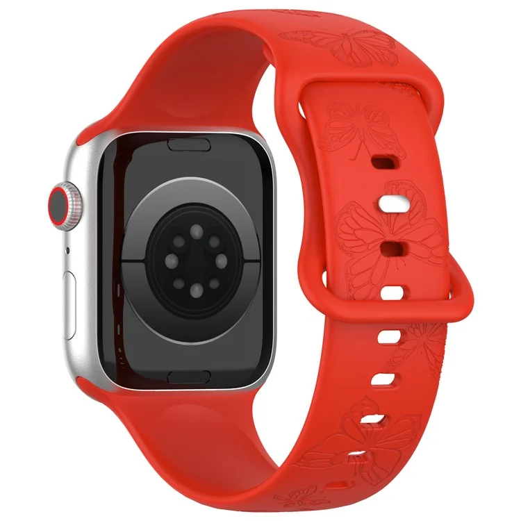 For Apple Watch Series 10 46mm / Ultra 2 Ultra 49mm /  Series 9 8 7 45mm / 6 5 4 SE (2023) SE (2022) SE 44mm / 3 2 1 42mm Watch Strap Silicone Band - Red