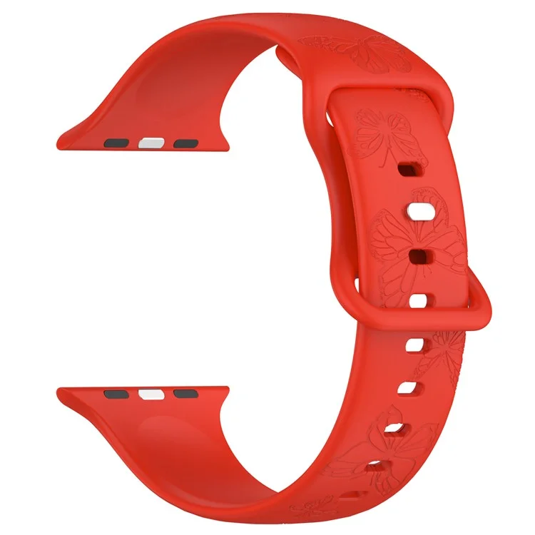 For Apple Watch Series 10 46mm / Ultra 2 Ultra 49mm /  Series 9 8 7 45mm / 6 5 4 SE (2023) SE (2022) SE 44mm / 3 2 1 42mm Watch Strap Silicone Band - Red