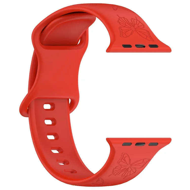 For Apple Watch Series 10 46mm / Ultra 2 Ultra 49mm /  Series 9 8 7 45mm / 6 5 4 SE (2023) SE (2022) SE 44mm / 3 2 1 42mm Watch Strap Silicone Band - Red