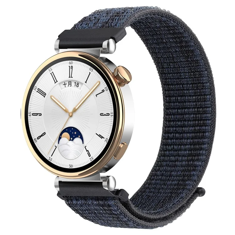 Para Huawei Watch GT 4 41mm / Garmin Venu 3S Correa de Reloj de Nilón 18mm - Negro+Azul