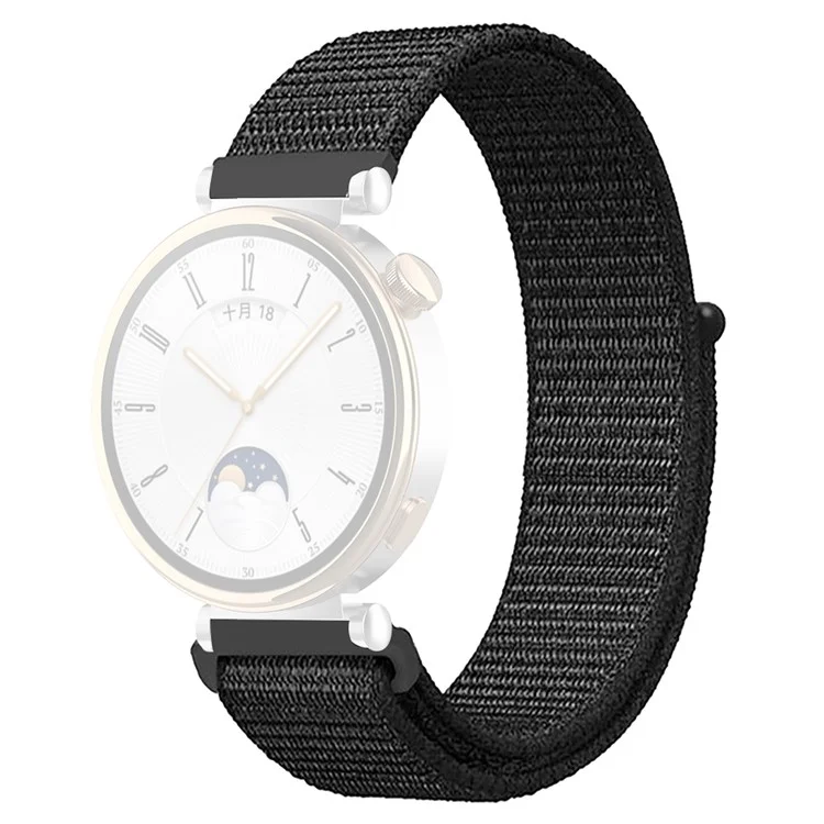 Для ремешка Huawei Watch GT 4 41мм / Garmin Venu 3S, 18мм, нейлоновая петля, регулируемый ремешок для запястья - темно-черный