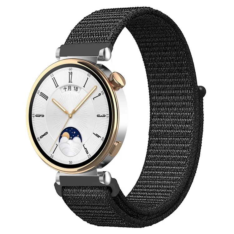 Для ремешка Huawei Watch GT 4 41мм / Garmin Venu 3S, 18мм, нейлоновая петля, регулируемый ремешок для запястья - темно-черный