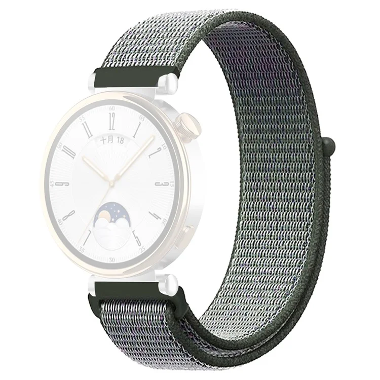 Для Huawei Watch GT 4 41 мм / Garmin Venu 3S Watch Band 18 мм Nylon Loop Adjustable Wrist Strap - Dark Olive