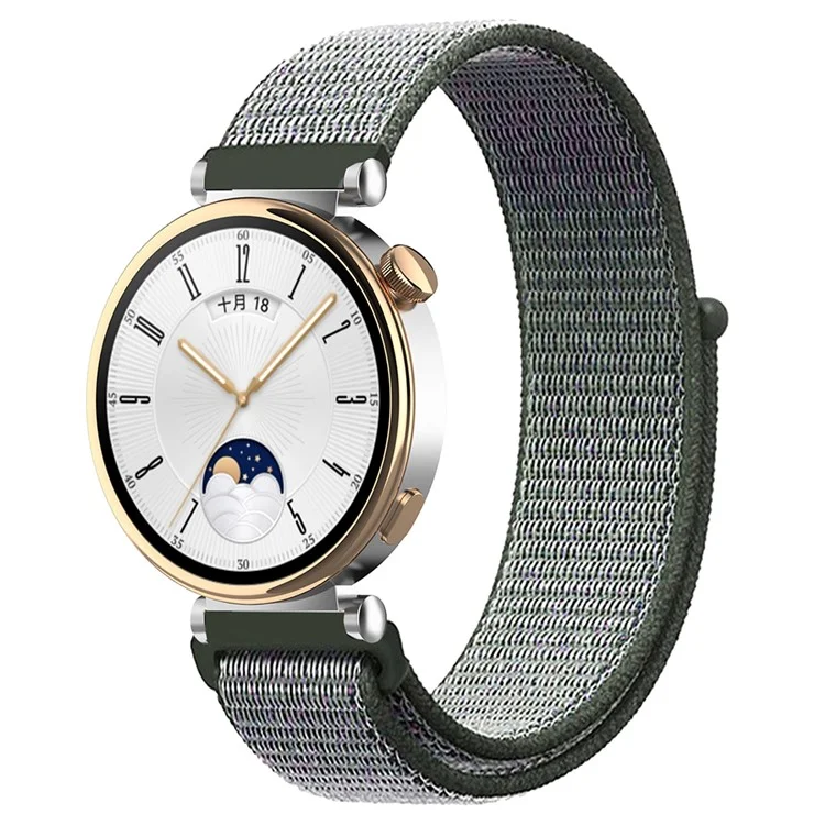 Для Huawei Watch GT 4 41 мм / Garmin Venu 3S Watch Band 18 мм Nylon Loop Adjustable Wrist Strap - Dark Olive