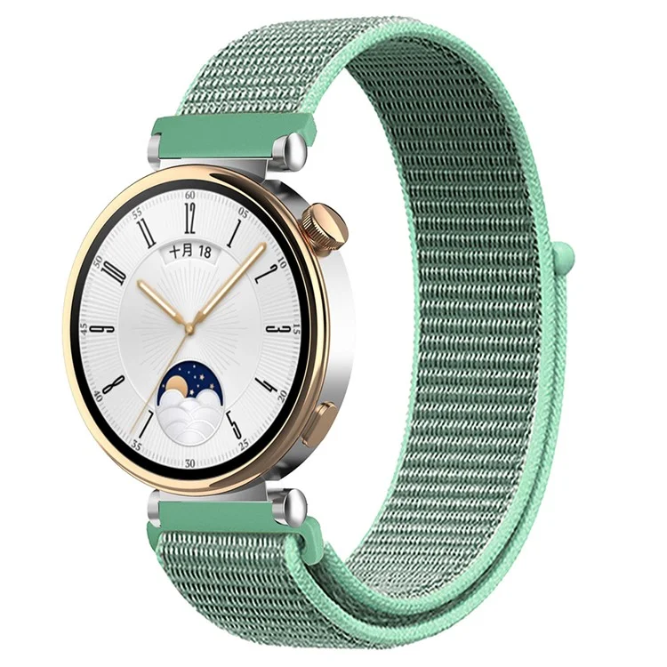 Для ремешка для Huawei Watch GT 4 41 мм / Garmin Venu 3S Watch Band 18 мм, нейлоновая петля, регулируемый ремешок для запястья - озерно-зеленый