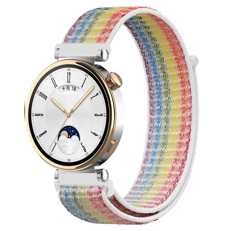 Для Huawei Watch GT 4 41 мм / Garmin Venu 3S Watch Band 18 мм Nylon Loop Adjustable Wrist Strap - Multicolor