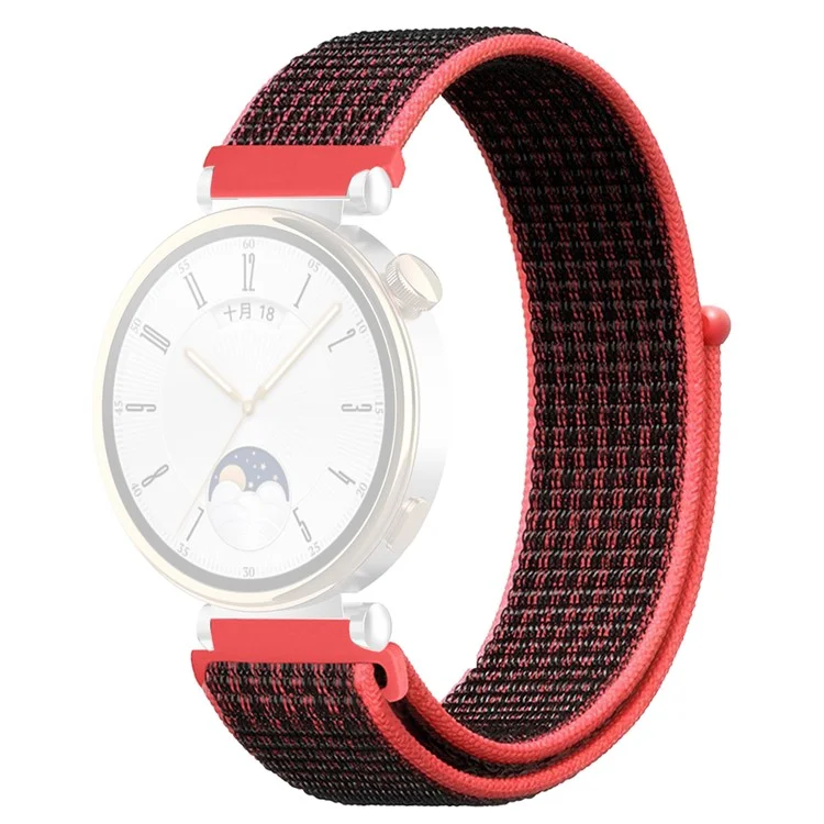 Для часов Huawei Watch GT 4 41 мм / Garmin Venu 3S Ремешок для часов 18 мм Нейлоновая петля Регулируемый ремешок для запястья - Красный+Черный