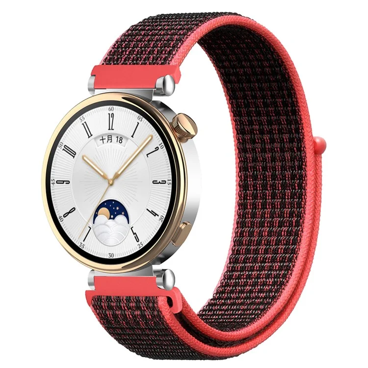 Для часов Huawei Watch GT 4 41 мм / Garmin Venu 3S Ремешок для часов 18 мм Нейлоновая петля Регулируемый ремешок для запястья - Красный+Черный