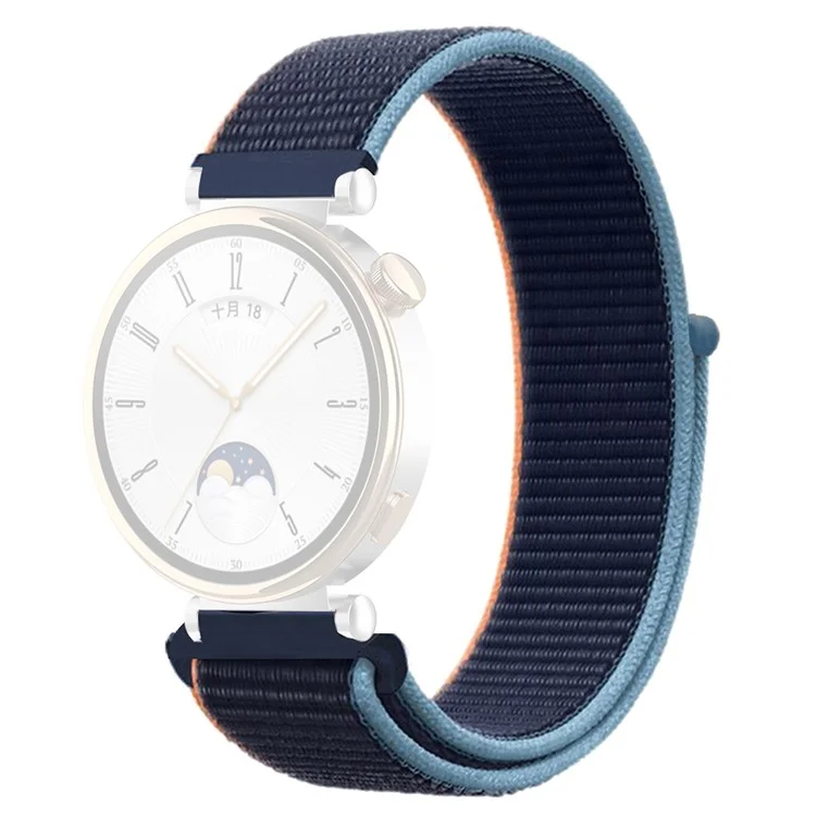Для Huawei Watch GT 4 41мм / Garmin Venu 3S Watch Band 18мм Нейлоновая петля Регулируемый ремешок для запястья - темно-синий + синий