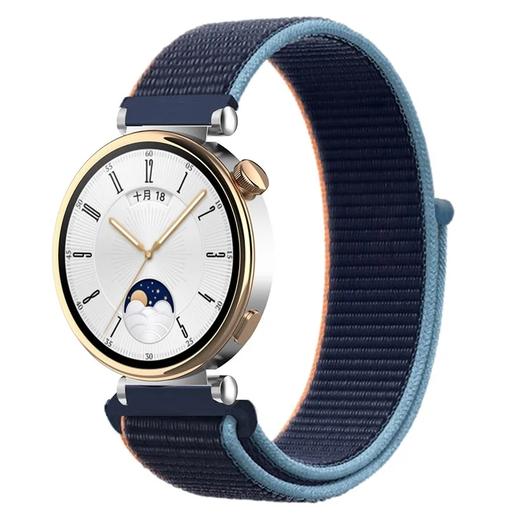 Для Huawei Watch GT 4 41мм / Garmin Venu 3S Watch Band 18мм Нейлоновая петля Регулируемый ремешок для запястья - темно-синий + синий