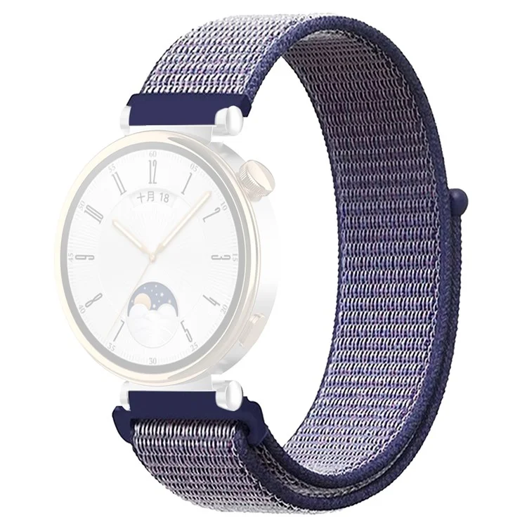 Для Huawei Watch GT 4 41 мм / Garmin Venu 3S Watch Band 18 мм Nylon Loop Adjustable Wrist Strap - Midnight Blue