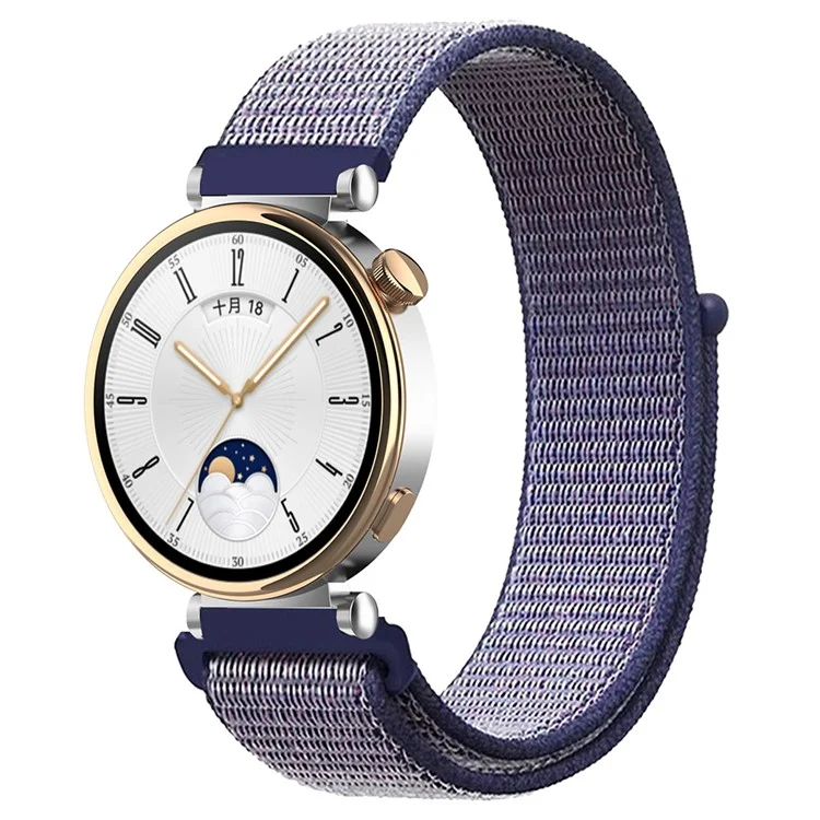 Для Huawei Watch GT 4 41 мм / Garmin Venu 3S Watch Band 18 мм Nylon Loop Adjustable Wrist Strap - Midnight Blue