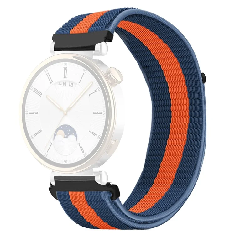 Для Huawei Watch GT 4 41мм / Garmin Venu 3S Ремешок для часов 18мм Нейлоновая петля Регулируемый ремешок на запястье - Синий+Оранжевый+Синий