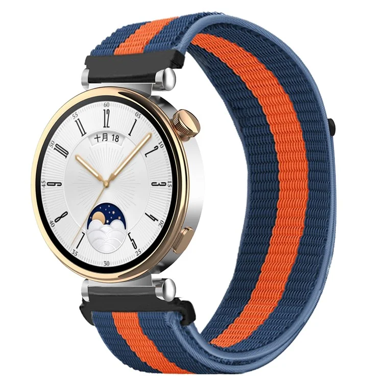 Для Huawei Watch GT 4 41мм / Garmin Venu 3S Ремешок для часов 18мм Нейлоновая петля Регулируемый ремешок на запястье - Синий+Оранжевый+Синий