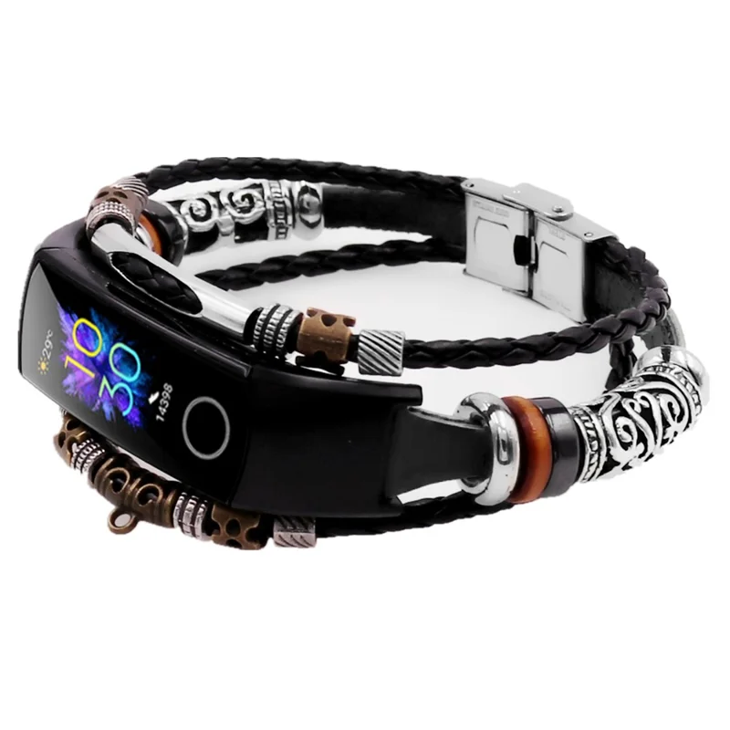 For Honor Band 4 / 5 Pulseira de Relógio Vintage - Preta