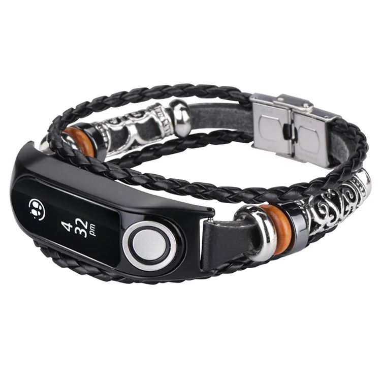 Para TomTom Touch Vintage Watch Strap Ethnic Style DIY Beaded Bracelet - Black