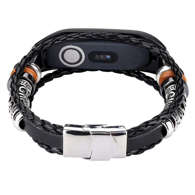 Para TomTom Touch Vintage Watch Strap Ethnic Style DIY Beaded Bracelet - Black