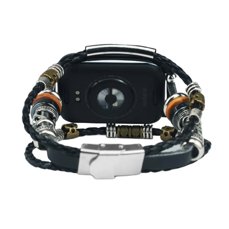 Para la banda del reloj Xiaomi Smart Band 8 Pro Banda de reloj de estilo étnico retro con cuentas - Negro
