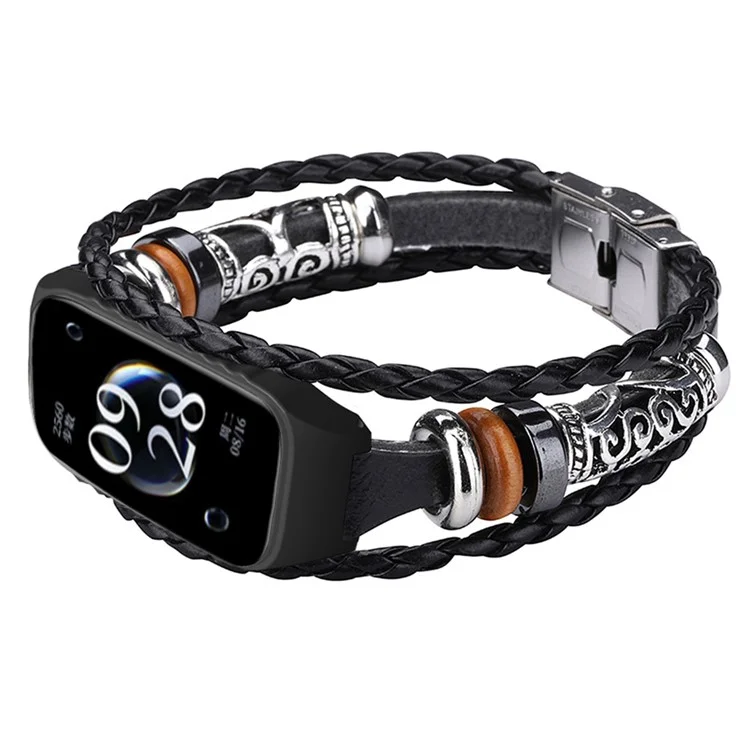 Para Xiaomi Redmi Band 2 Ethnic Style Watch Strap DIY Beads Wrist Band Bracelet - Negro