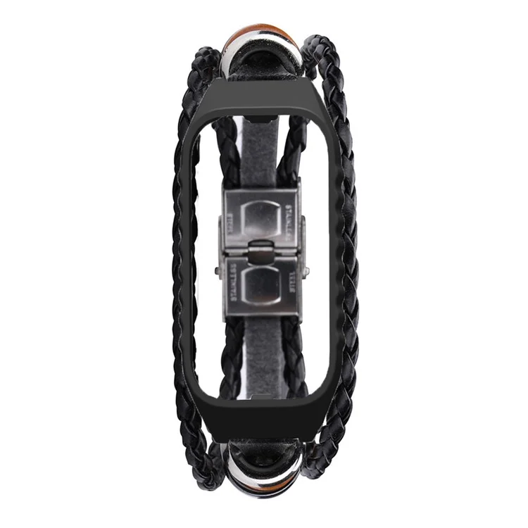 Para Xiaomi Redmi Band 2 Ethnic Style Watch Strap DIY Beads Wrist Band Bracelet - Negro