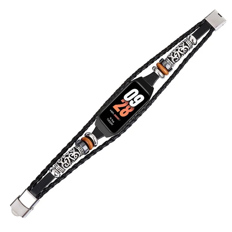 Para Xiaomi Smart Band 8 Active Beads Watch Strap Ethnic DIY Watch Band Reemplazo - Negro