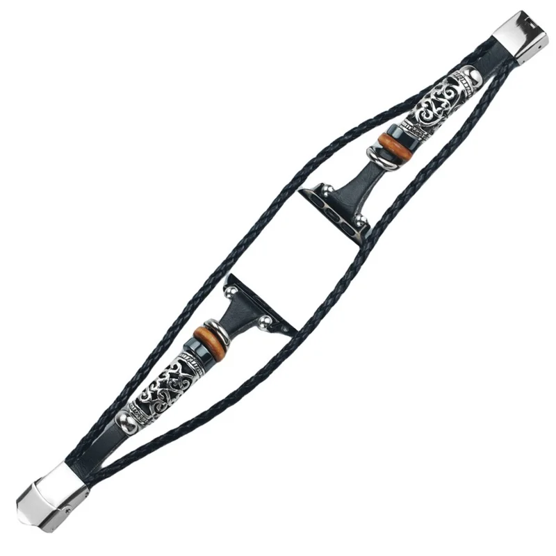 Watch Strap for Apple Watch Series 11 10 42mm / 9 8 7 41mm / SE3 SE2 SE 6 5 4 40mm / 3 2 1 38mm Ethnic Retro Band - Black